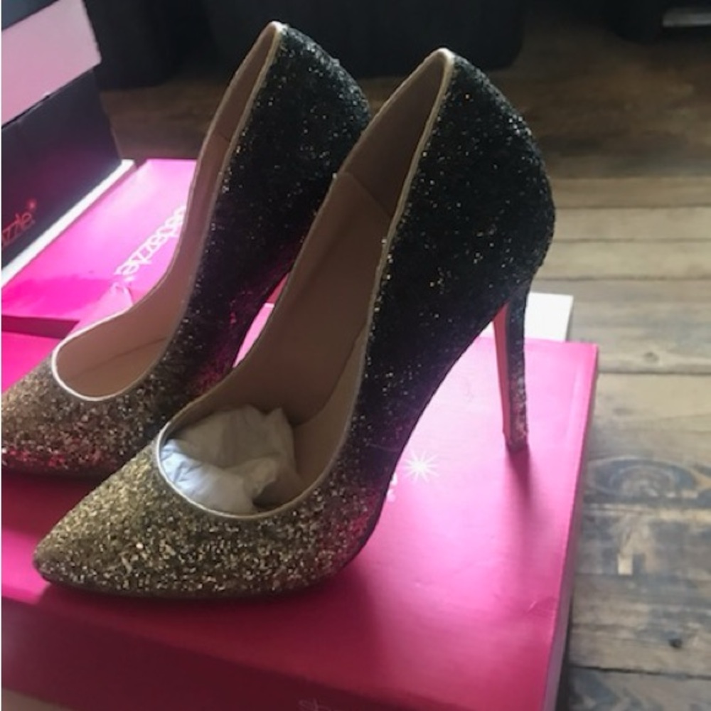 Black gold ombre heel 9 wide with